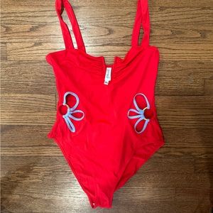 Follow Suit Flora One Piece Red Turquoise XXL